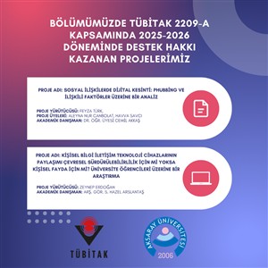 TÜBİTAK 2209-A Kapsamında Bölümümüzde İki Proje Destek Almaya Hak Kazandı